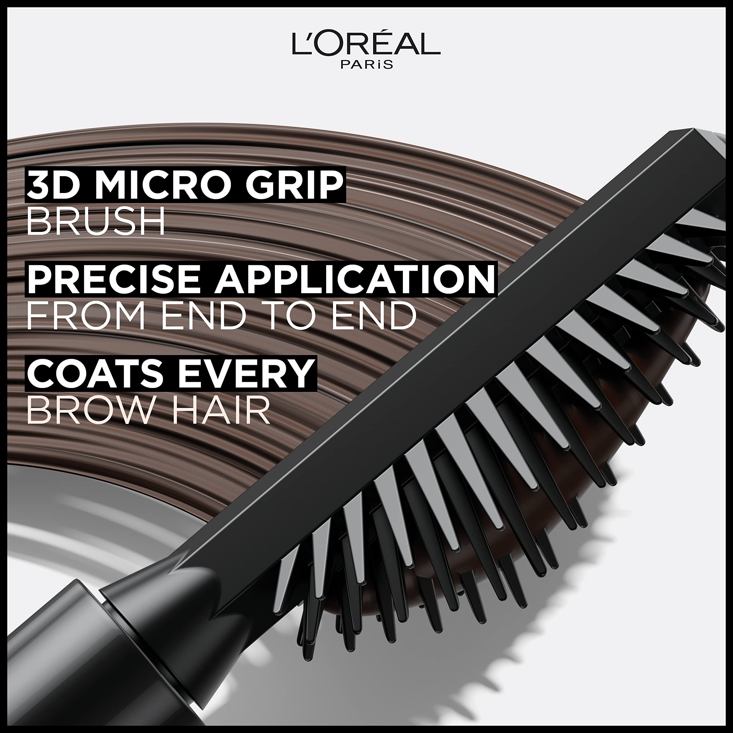 L'Oreal Paris Infallible Volumizing 24H Wear Brow Mascara Long Lasting Eyebrow Makeup for 2X Fuller Eyebrows 0.13 Fl Oz